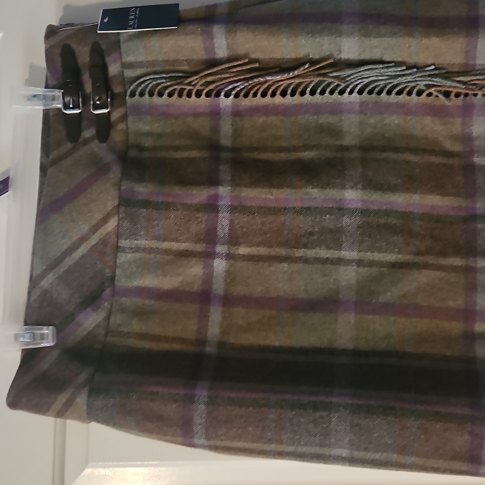 Lauren Plaid Wool Skirt - Brown and Purple Sz 14